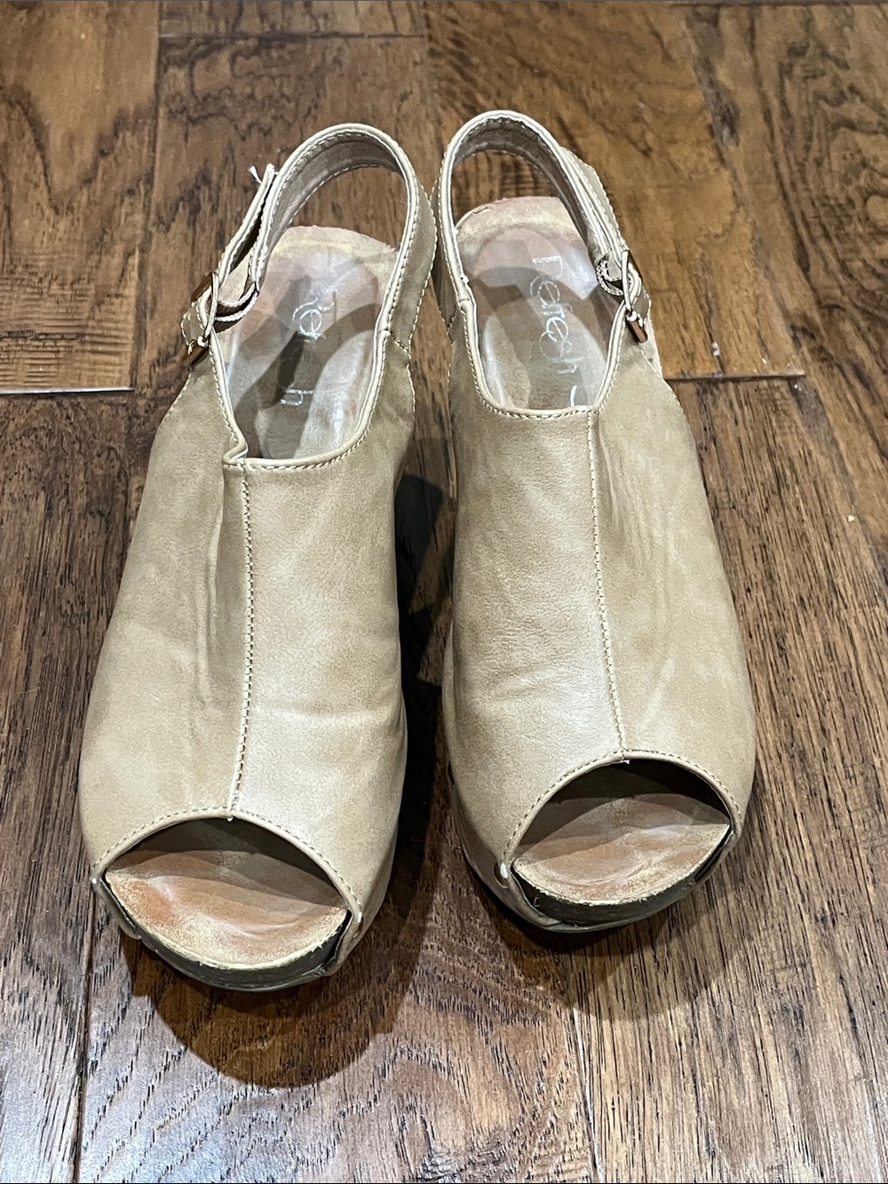 Refresh Taupe Open-Toe Slingback Sandals